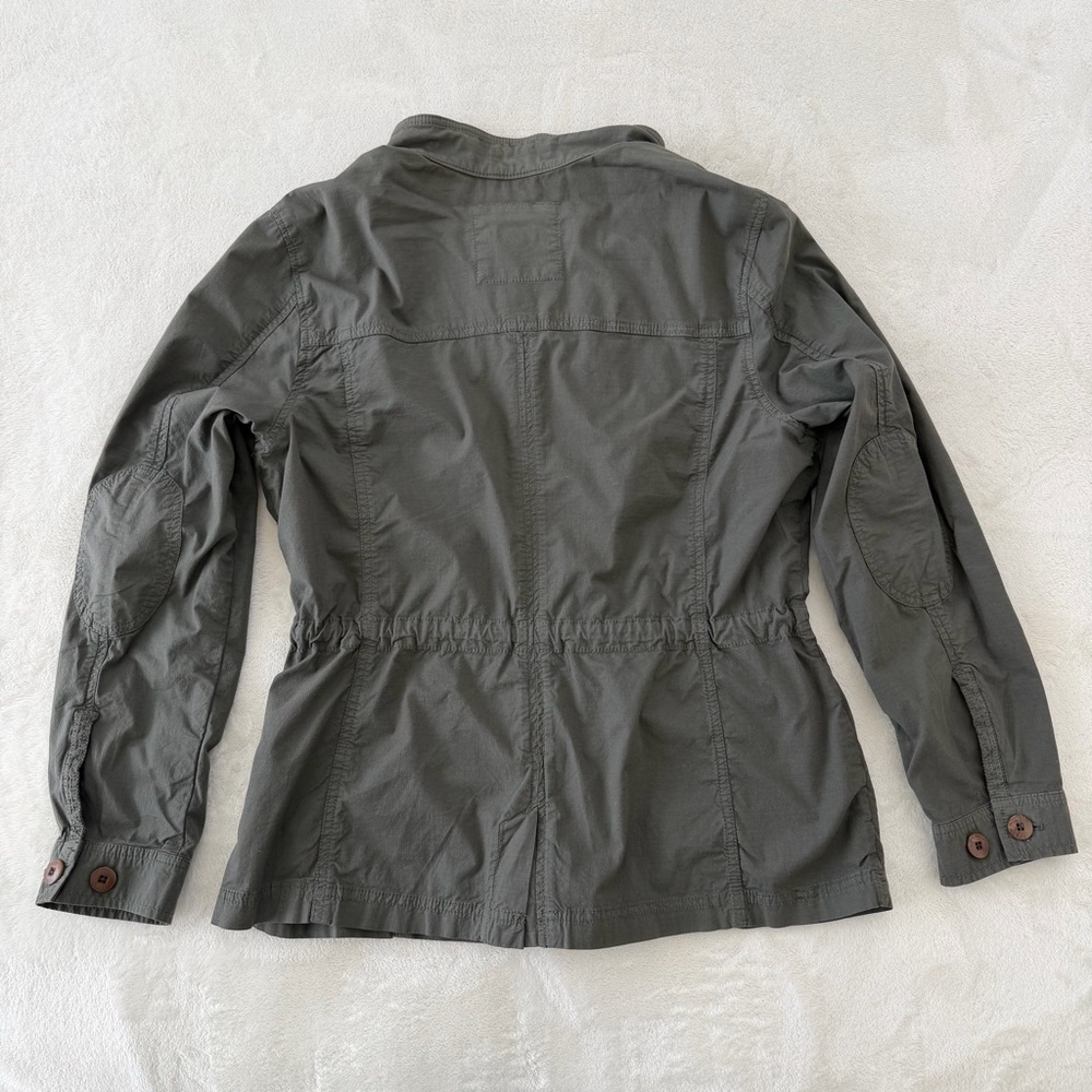 LL Bean Jacket Womens SZ L GrayGreen Utility Ripstop Field Chore FullZip Pockets - Picture 6 of 9